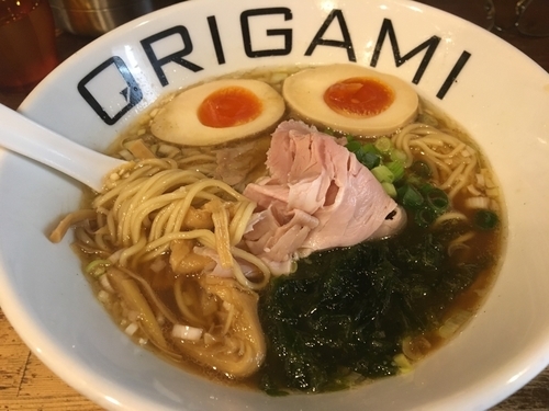 「味玉ORIGAMIラーメン830円」@麺屋 ORIGAMIの写真