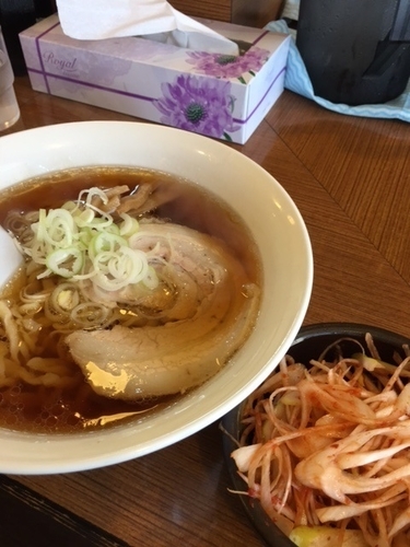 「らーめん　辛ねぎトッピング」@手打ちらーめん はやぶさの写真