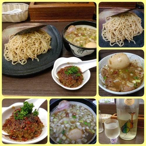 「つけそば（少なめ）＋カレー玉（期間限定）＋ライス」@頓知房の写真