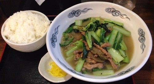 「ザーサイと小松菜のそば＋ライス大(830円＋200円)」@ラーメン創作麺処 めん坊の写真