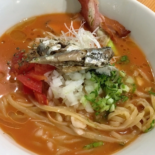「【限定】トマトといわしde冷やし」@はりけんラーメン 南店の写真