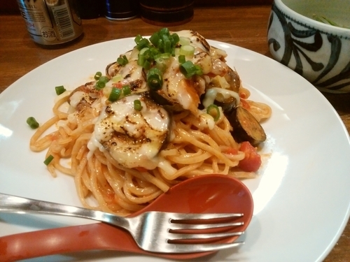「【アキラ式パスタ】ナスとチャーシューのトマトクリームチーズ」@ラーメンアキラの写真
