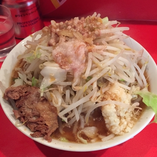 「小 ニンニク カラメ アブラ少し」@ラーメン二郎 府中店の写真