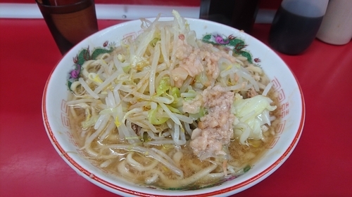 「らーめん(麺硬め少なめ・ニンニク少なめ・アブラ)」@ラーメン二郎 湘南藤沢店の写真