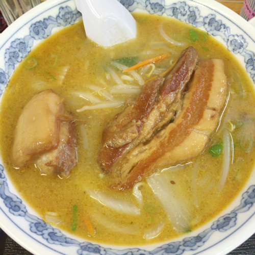 「バラ肉味噌ラーメン　750円　半ライス　80円」@ラーメン・餃子 丸博の写真