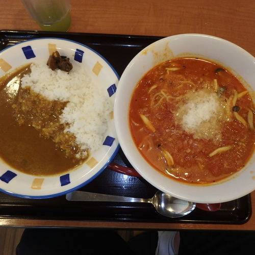 「トマトスープ麺＋ミニカレーセット(1,180円)」@松屋 天理PA(上り線)店の写真