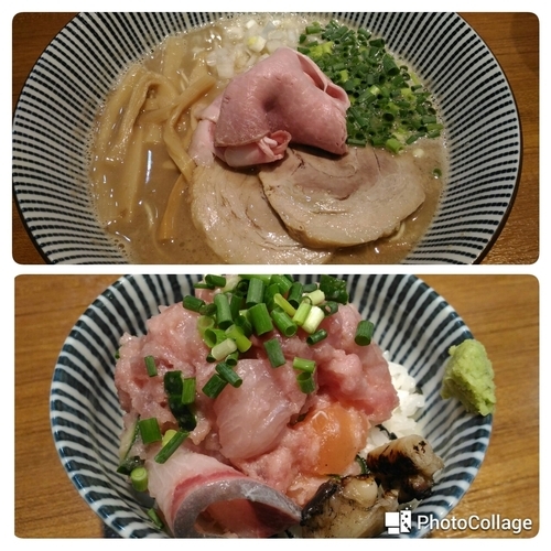 「限定・魚あら焚き豚骨そば＋海鮮丼」@寿製麺よしかわ 川越店の写真