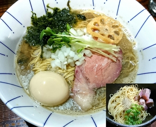 「芳醇煮干そば 750円＋むじゃ玉（70g）現金100円、味玉」@ニボムジャキの写真