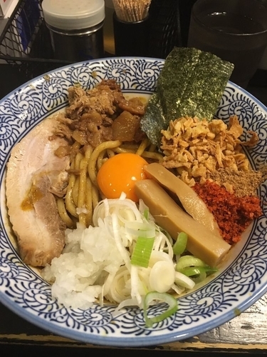 「まぜそば並750円+カレー50円スパイシーver」@狼煙 〜NOROSHI〜の写真