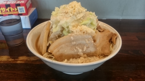 「フク郎、特盛、チャーシュー×２、野菜、ニンニク、」@らーめん福たけ 富里店の写真