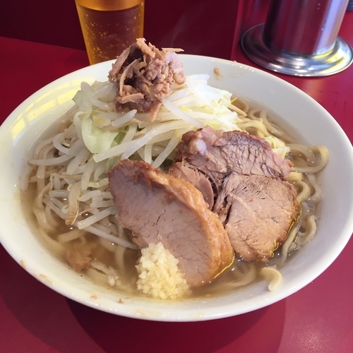 「小 麺少なめ 野菜少なめ アブラ少なめ ニンニク少し」@ラーメン二郎 荻窪店の写真