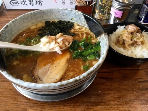 「旧 黒豚らー麺 ¥650 + 豚めし 並 サービス」@らーめん次男坊の写真