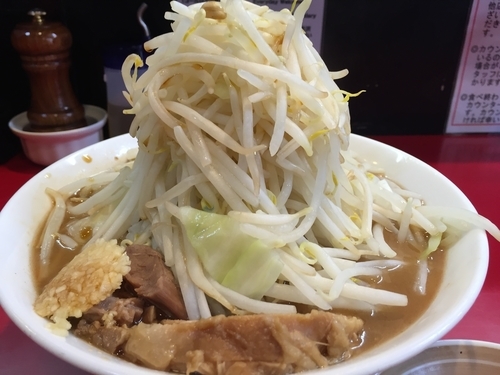 「ラーメン（ﾔｻｲ ﾆﾝﾆｸ 辛揚げ別皿）」@千里眼の写真