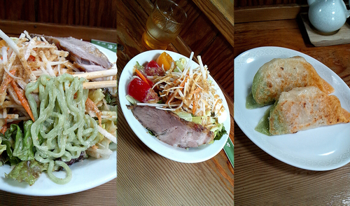 「『サラダ冷やし麺+三色餃子(￥950+360)』」@なにやの写真