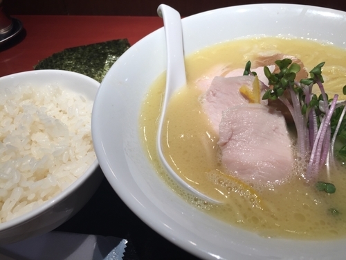 「鶏白湯SOBA 並 880円 海苔 180円 ライス 100円」@銀座 篝 ラゾーナ川崎プラザ店の写真