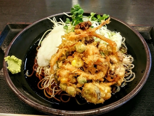 「おろし枝豆ゲソ天そば　480円」@ゆで太郎 代々木東口店の写真