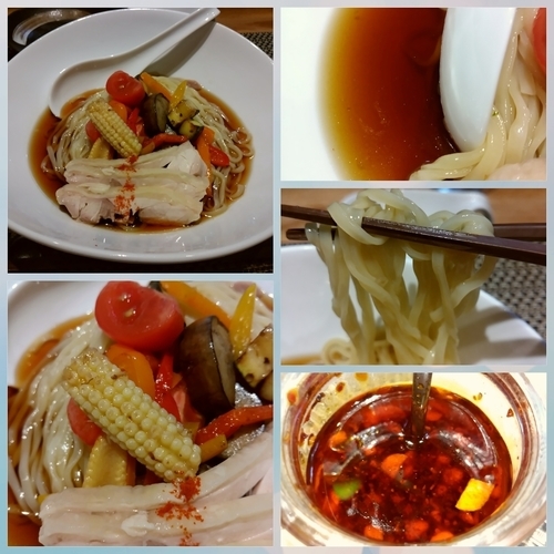 「【限定】 大山鶏と夏野菜のアジアン冷やし麺 980円+etc」@生粋 花のれんの写真