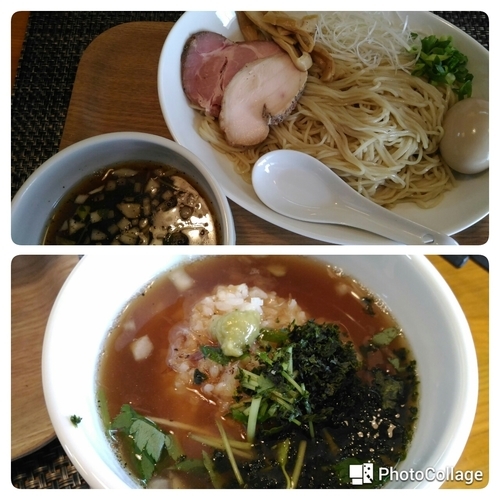 「醤油つけそば（並）＋味玉＋お茶漬けご飯」@寛～くつろぎ～の写真