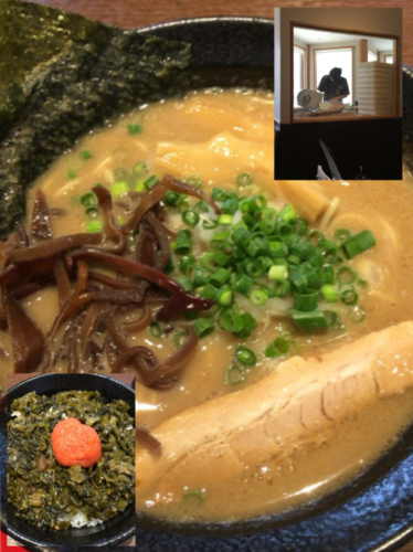 「豚骨らぁめん＋高菜めんたい丼セット1000円」@関東極濃豚骨らぁめん 葉隠～HAGAKURE～の写真