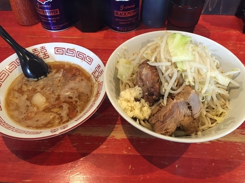 「小つけ麺エビ味 800円」@ラーメン二郎 会津若松駅前店の写真