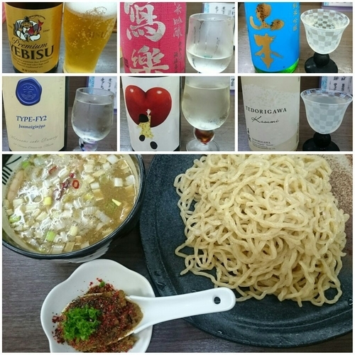 「つけそば＋カレー玉＋おつまみ＋ビール＋プレミアム日本酒 他」@頓知房の写真