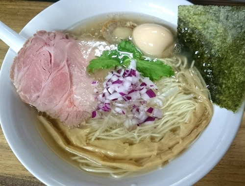 「【限定】シャモとホタテのら～めん 750円＋味玉」@へべれ家の写真