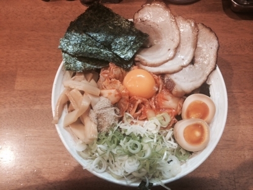 「ぶたキムチまぜそば大盛り＋あさひ盛り」@麺処 あさひの写真