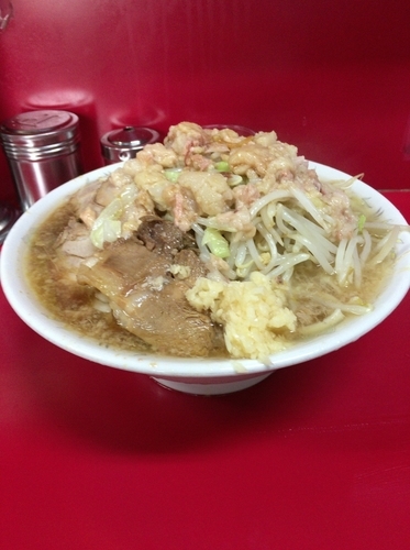 「大ラーメン ニンニク アブラ カラメ」@ラーメン二郎 西台駅前店の写真