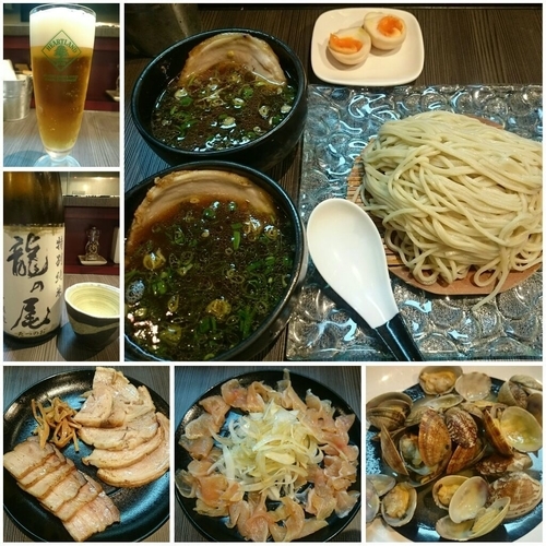 「ざるつけ麺￥820＋生ビール￥450＋日本酒￥550＋つまみ」@柳麺 呉田-goden-の写真