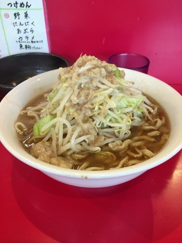 「ラーメン小 生卵 野菜ちょい増し あぶら増し」@麺屋 桐龍の写真