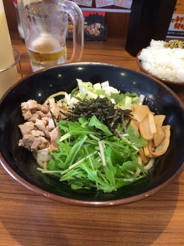 「油そば 680円 税込743円」@横浜家系ラーメン 壱角家 谷塚店の写真