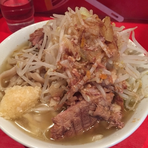 「小 ニンニク カラメ アブラ少し」@ラーメン二郎 府中店の写真