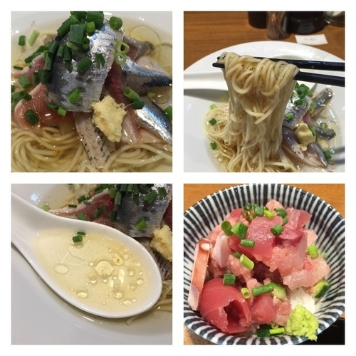 「冷やしいわしそば 490円 & 海鮮丼 400円」@寿製麺よしかわ 川越店の写真