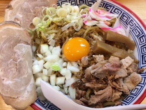 「枚肉汁なしまぜ麺980円大盛り」@三代目 藤村商店の写真