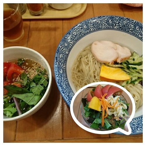 「森の冷やしつけ麺+森盛サラダ」@らーめん森や。の写真