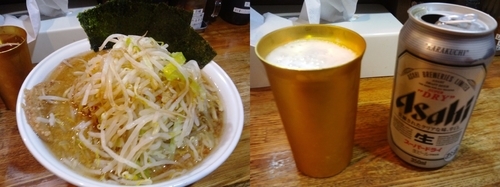 「ラーメン大＆缶ビール」@台湾まぜそばとラーメン 金太の写真