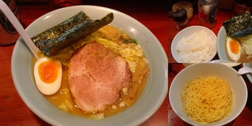 「ラーメン&キャベツ&替玉一玉&ゴハン&ビール」@ラーメン専門店 モンゴメリーの写真