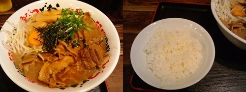 「全部入り中華そば大盛り＆ライス」@うだつ食堂の写真