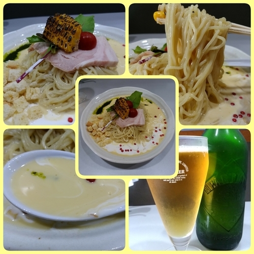 「【限定】もろこしの冷製クリームらーめん」@中華そば専門 はつがい商店の写真