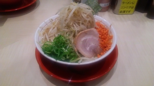 「もやしマシマシラーメン（カタマシ辛揚げ）」@替玉千里眼 志木店の写真