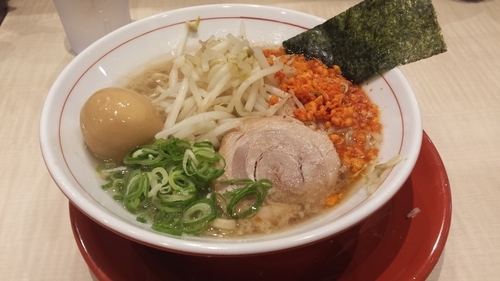 「ラーメン580円+味玉100円+替玉×2無料」@替玉千里眼 志木店の写真