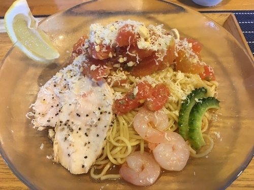 「【限定】 海老とトマトの冷やし混ぜそば」@中華蕎麦 はざまの写真