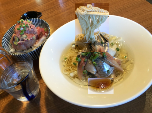 「限定 冷やしいわしそば ¥490, 海鮮丼 ¥400 & α」@寿製麺よしかわ 川越店の写真