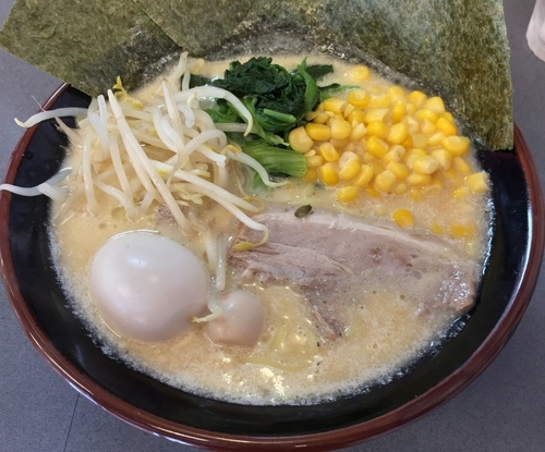 「牛乳ラーメン＋味玉＋コーン（￥800＋￥100＋￥100）」@家系ラーメン 大和 達磨家の写真