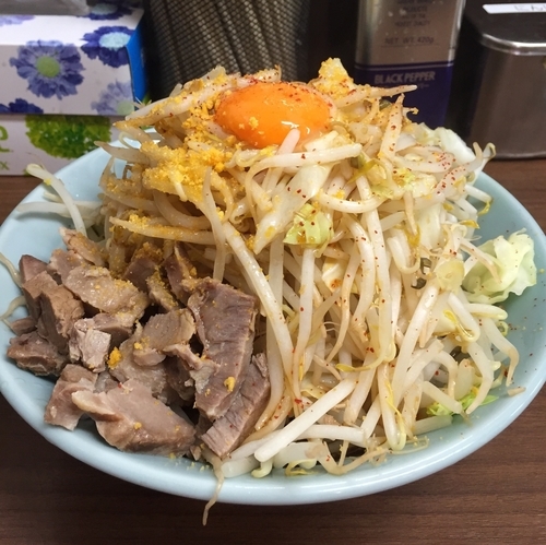 「まぜそば 野菜増し」@横浜家系 侍 渋谷店の写真