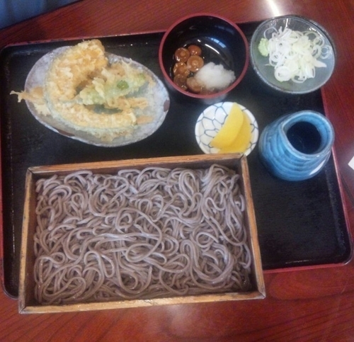 「板そば（冷）下足天付750円」@そば処 一庵の写真