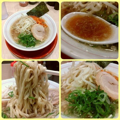 「ラーメン（カタメ・アブラマシ・辛揚）＋替玉」@替玉千里眼 志木店の写真