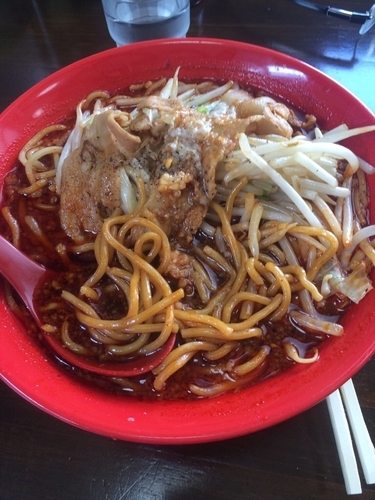 「黒 醤油  辛さレベル4」@男気らーめんアカギ 栃木佐野店の写真