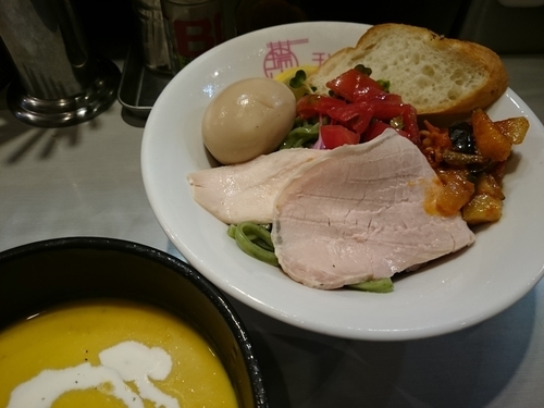 「【季節の限定】かぼちゃの冷製つけ麺 850円」@中華蕎麦 瑞山（ZUIZAN）の写真