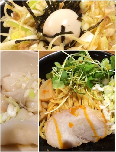 「濃厚ごま冷やし麺+ネギチャ丼+エビ蒸し餃子」@横浜家系ラーメン 壱角家 新宿3丁目店の写真